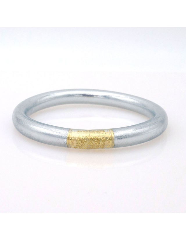 Jonc tibétain maxi couleur argenté mantra doré