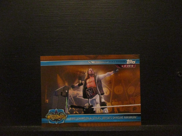 WWE Champion AJ Styles Defeats Shinsuke Nakamura - Brown Champions Original Trading Card #96