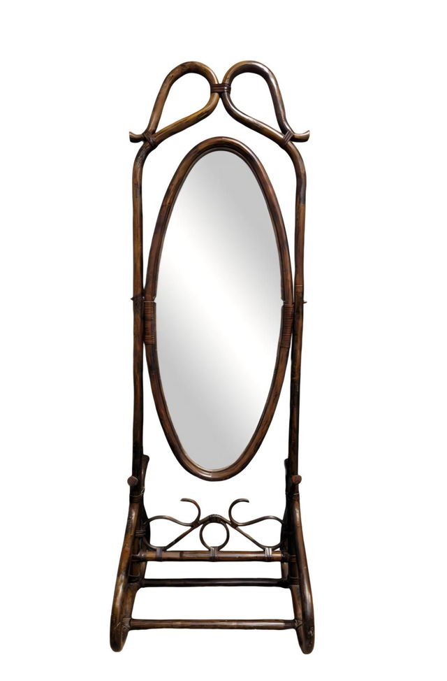 Miroir psyché en rotin 