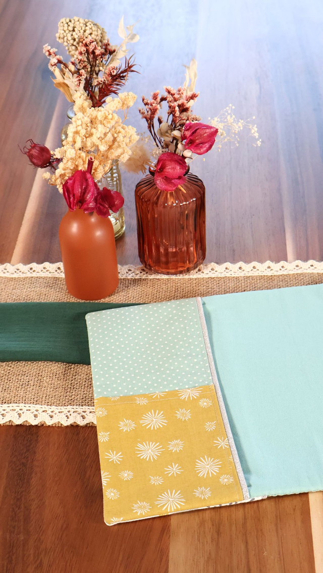 Feuille - Bleu ciel à pois biais argenté