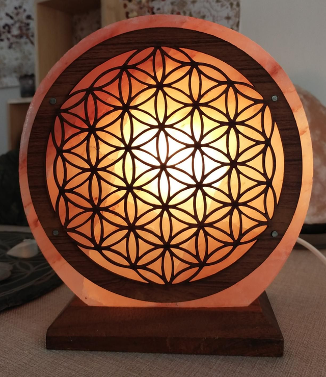 Lampe De Sel Fleur De Vie 22x19x10cm