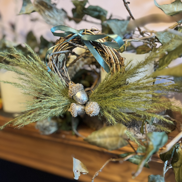 Mini green fluffy wreath