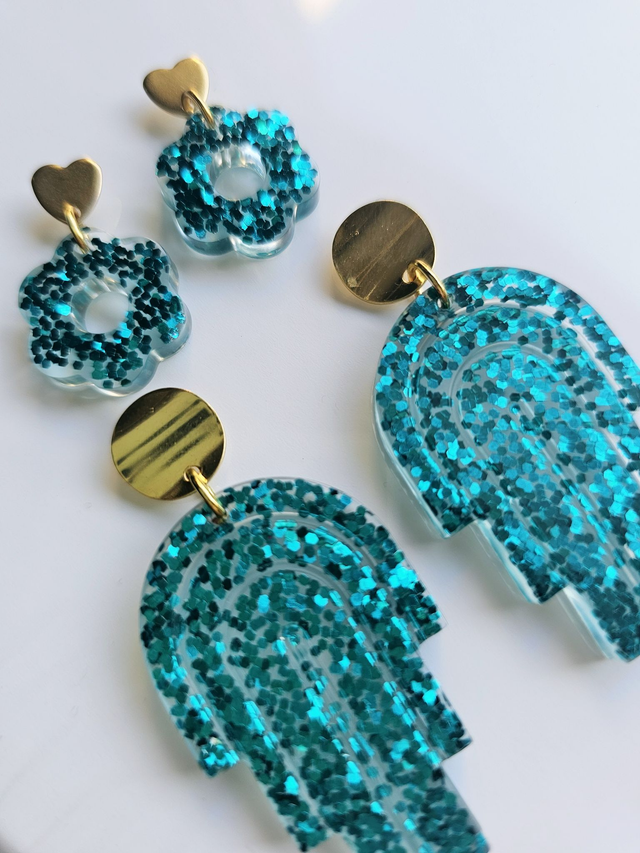 MIAMI & FLEURS EDEN A PAILLETTES BLEUES CANARD 