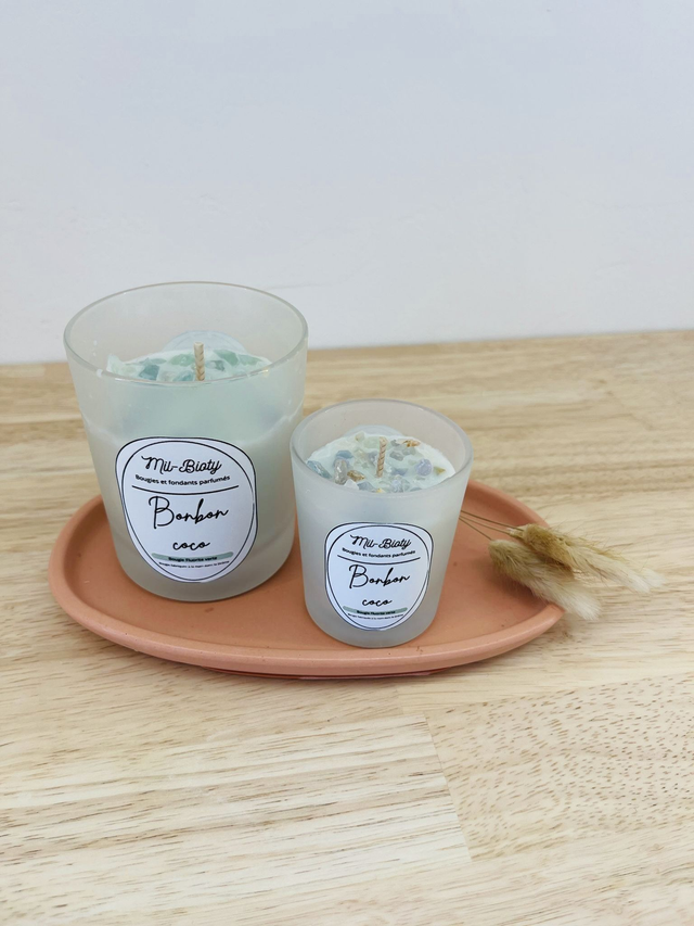 Bougie Fluorite verte : Bonbon coco