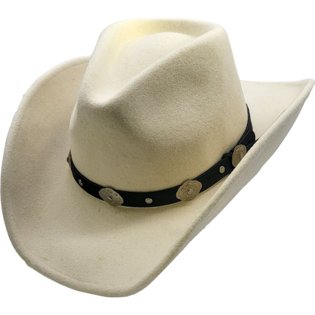 White cowboy hat with hat and