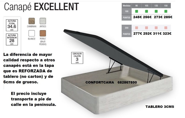 CANAPE ABATIBLE EXCELLENT (Familia IMPORTA, transporte incluido)