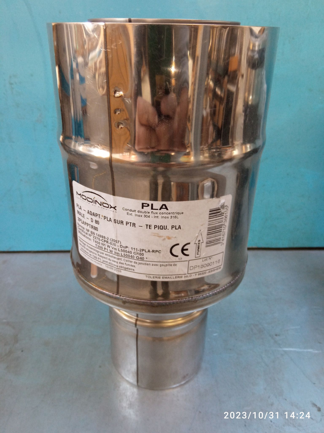 Pla - adaptateur PLA Sur PTR - Té Piquage Pla Mâle - D 80 INOX - 2PLAPPTR80 