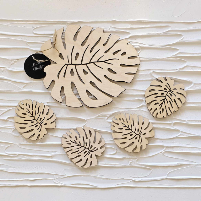 Peikonlehtitarjotin ja lasinaluset setti