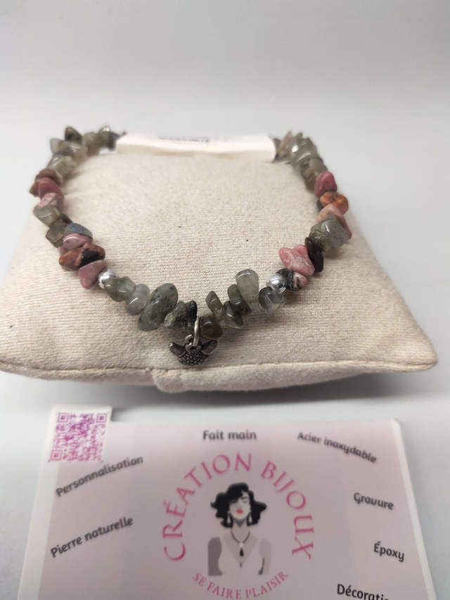 Bracelet labradorite, rhodonite