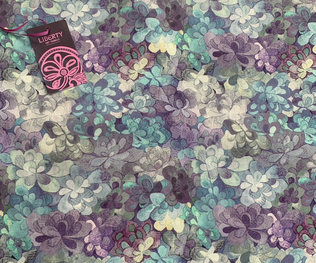 Liberty cotton lawn green and purple succulents 