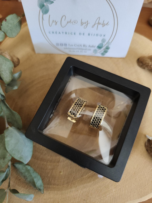 BO CHIC STRASS NOIR/ ACIER INOXYDABLE 0000875