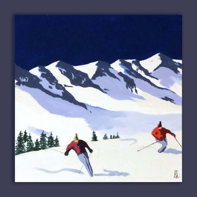 petit tableau skieur16 20X20