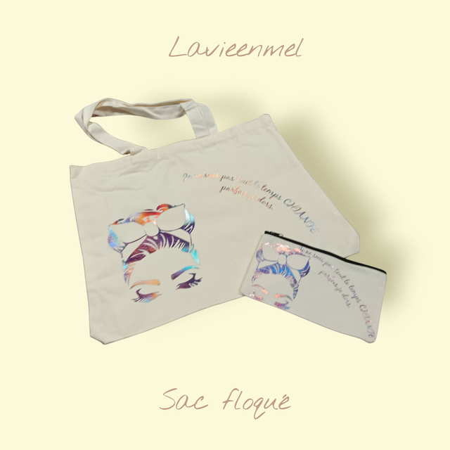 Sac cabas avec trousse floqué