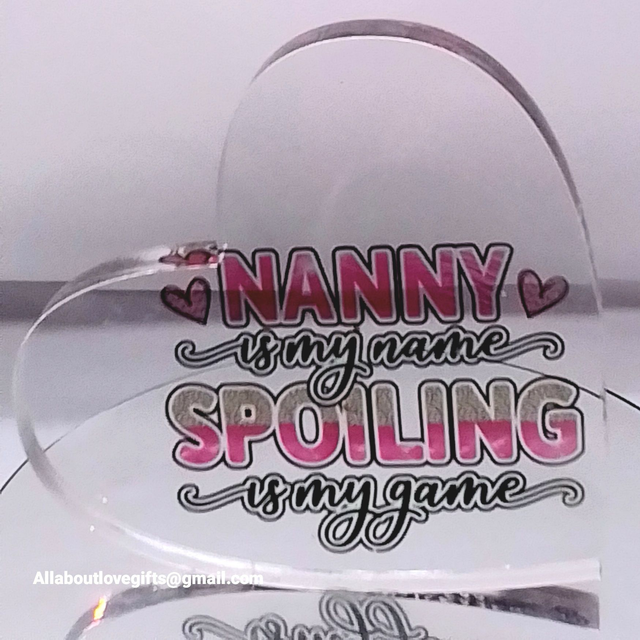 Nanny Acrylic Heart Shape with Quote 