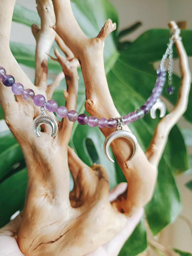COLLIER - TRIPLE MOON (améthyste)