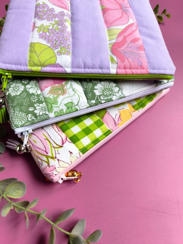 Pochette plate patchwork LILAS