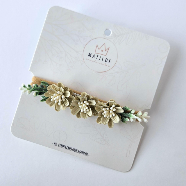 Cintillo Bebe - Verde - Tres Flores Verdes