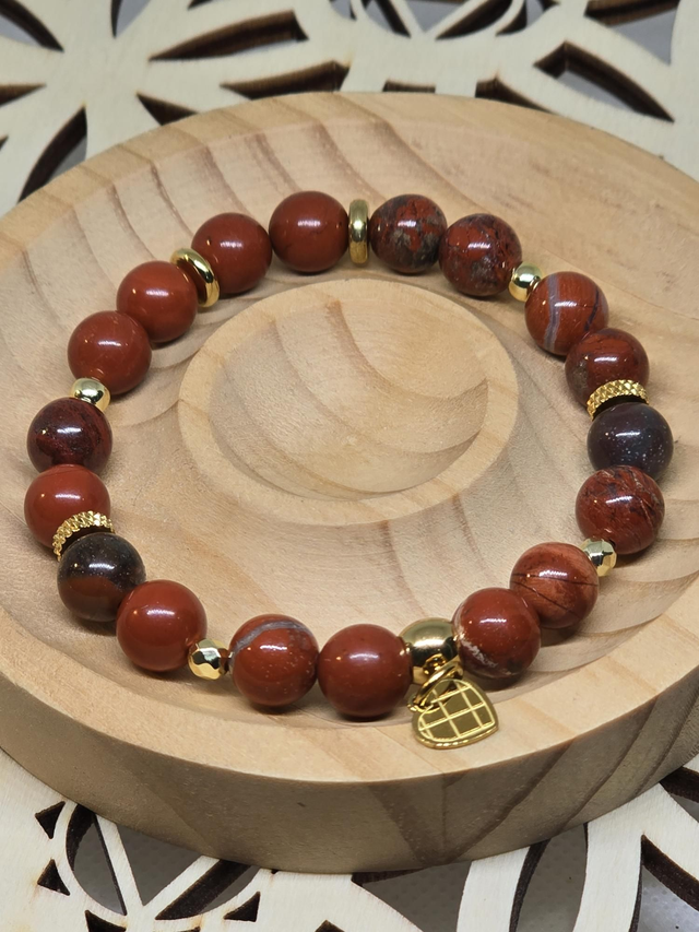 Bracelet Jaspe rouge 0,8 cm