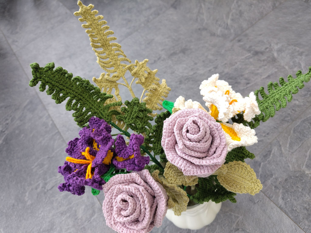 crochet crafts - Hand-Crocheted Cotton Iris Bloom (Made to order - allow 3 weeks craft time)