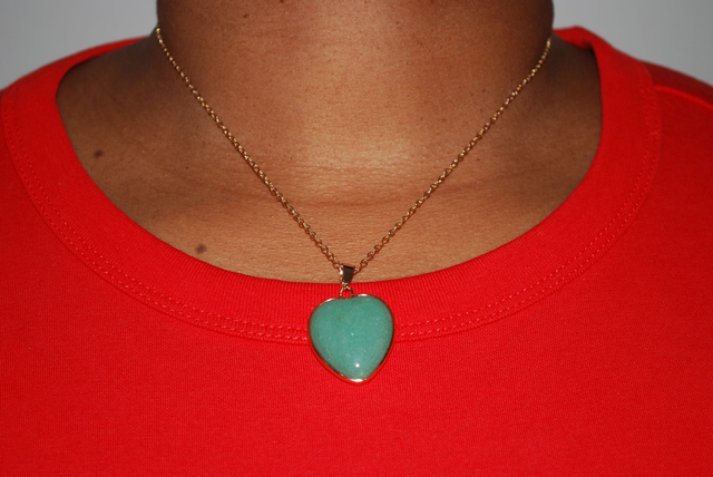 Collier en cœur en aventurine verte