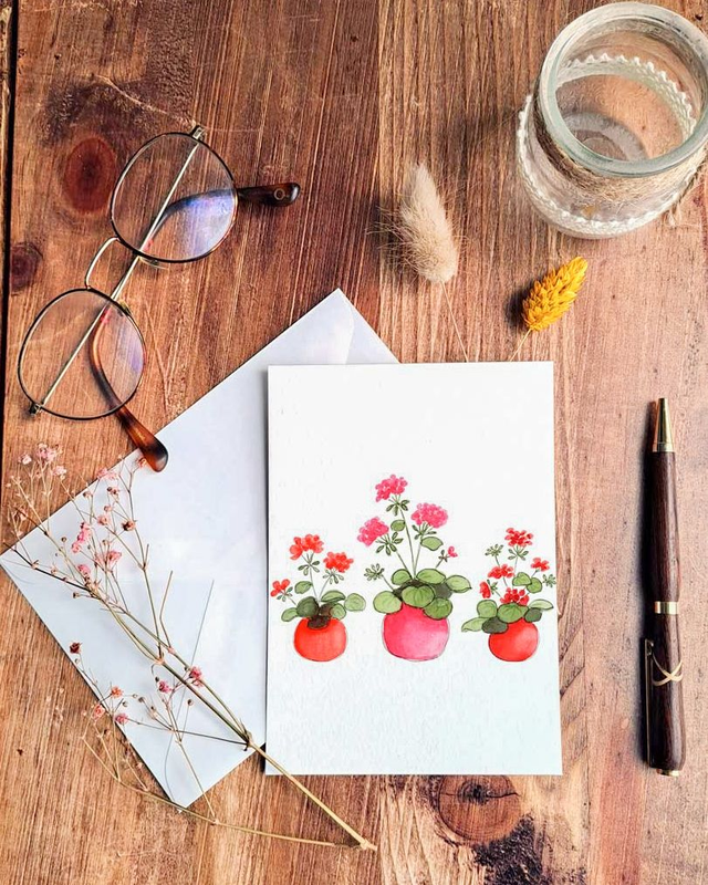 Carte Pots de Géraniums