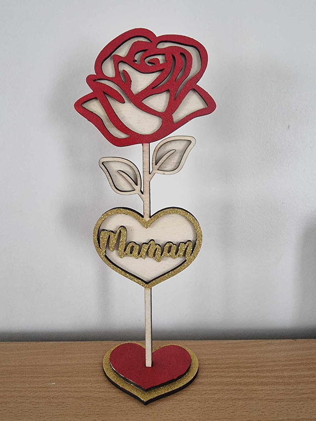 Rose cœur &quot;maman&quot; (sur commande)