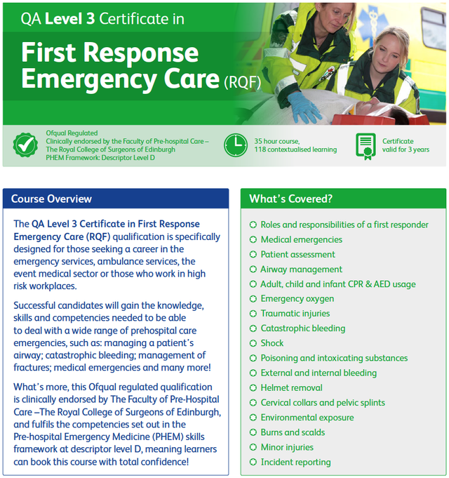 First Response Emergency Care Level 3 Course (FREC3)