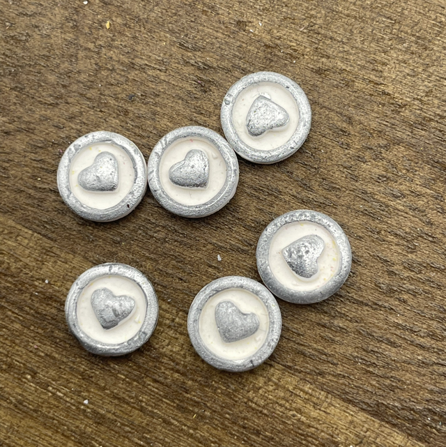 White &amp; silver heart studs