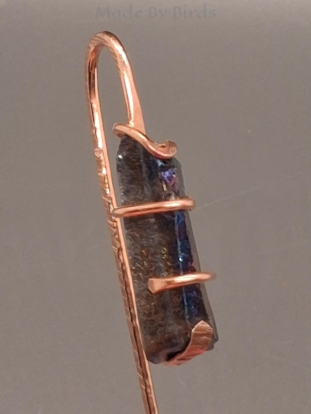 Handcrafted Solid Copper & Blue Aura Quartz Bookmark
