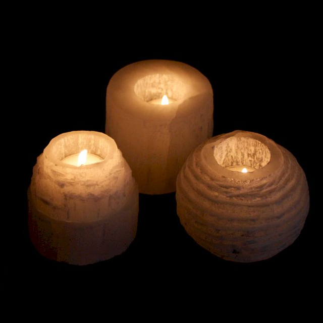 Selenite Candle Holders - 8cm