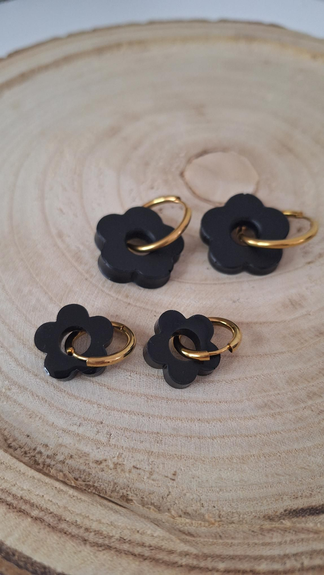 Duo Mère Fille Créoles fleurs noires