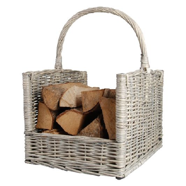 Kaminholzkorb, Esschert Design, 36 x 45,8 x 51,5 cm, Holz, grau