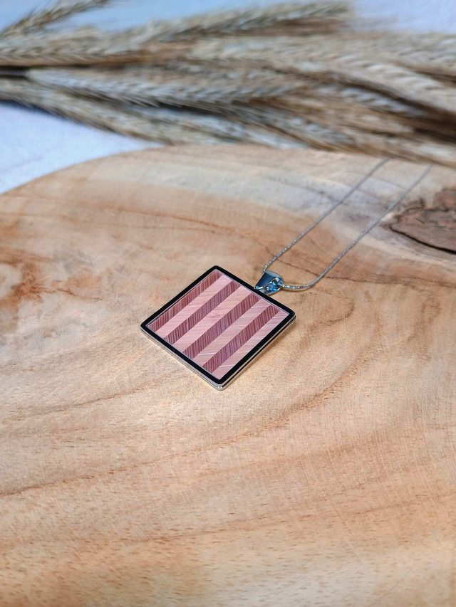 Collier MÉDAILLON Chevron Nude - Acier inoxydable argenté