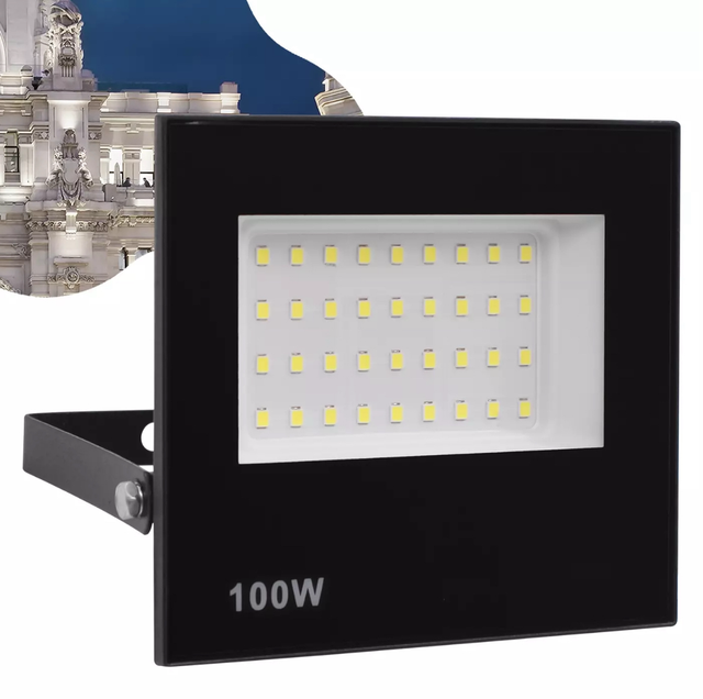 Refletor Led 100w Holofote Bivolt Prova Dágua Ip66 Frio