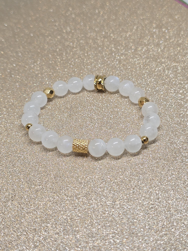 Bracelet Pierre de lune bleutée 0,8 cm