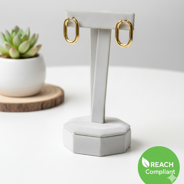 Créoles Ovale 'Lien' Dorées - Acier Inoxydable (REACH)