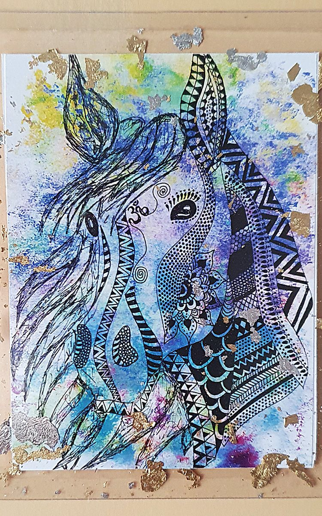 Krafttierkarte "Pferd" Energiekarte programmiert mit den Eigenschaften des Krafttiers. Format A7