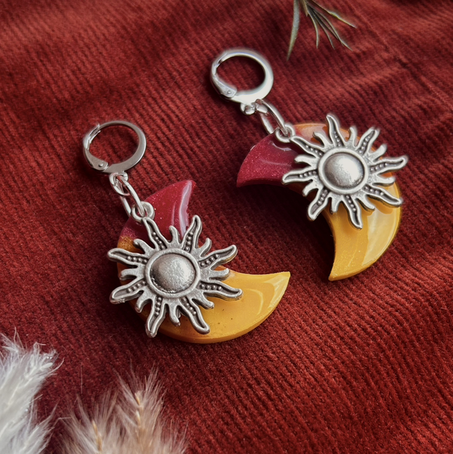 Moon and Sun Statement Earrings 