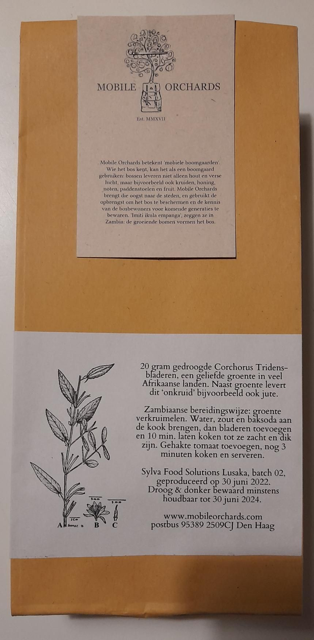 Corchorus tridens bladeren, gedroogd, 20 gram