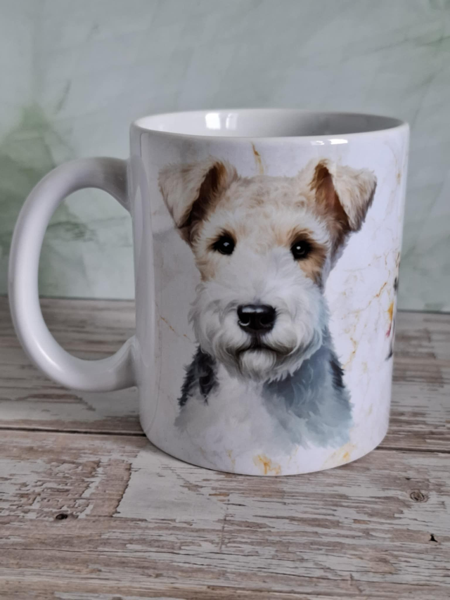 Mug blanc marbré orange fox