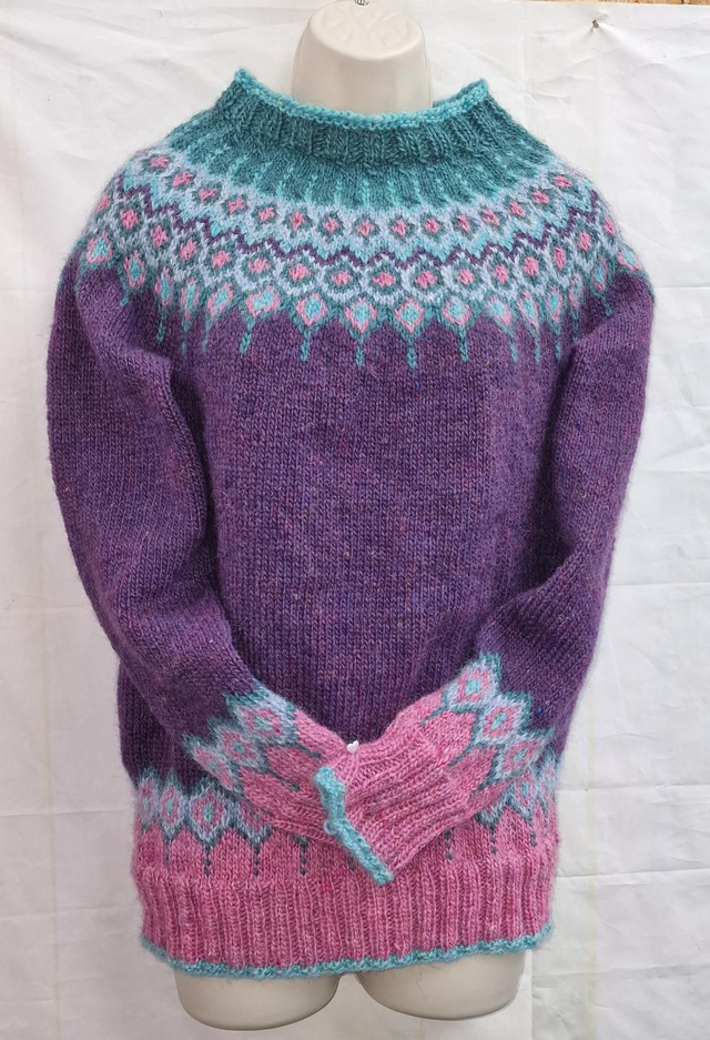 Heather and Teal Hand Knitted Jumper