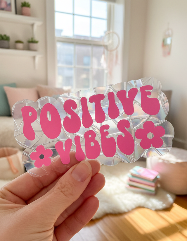 Attrape soleil sticker de fenêtre Positive vibes 