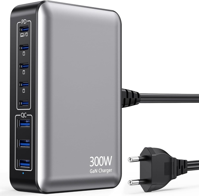 Chargeur USB-C 300W 8 Ports – Charge rapide GaN PD