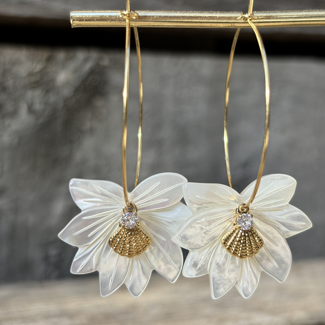 Boucles d’oreilles Créoles Lotus doré 