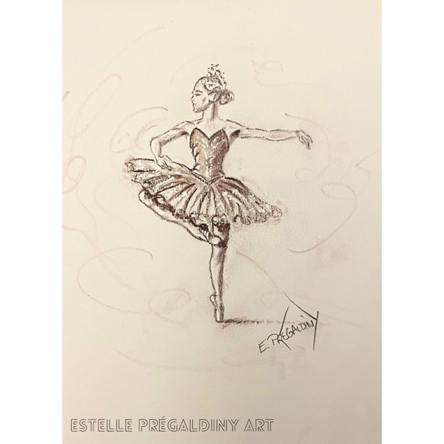 « Cygne », fusain, dans son cadre