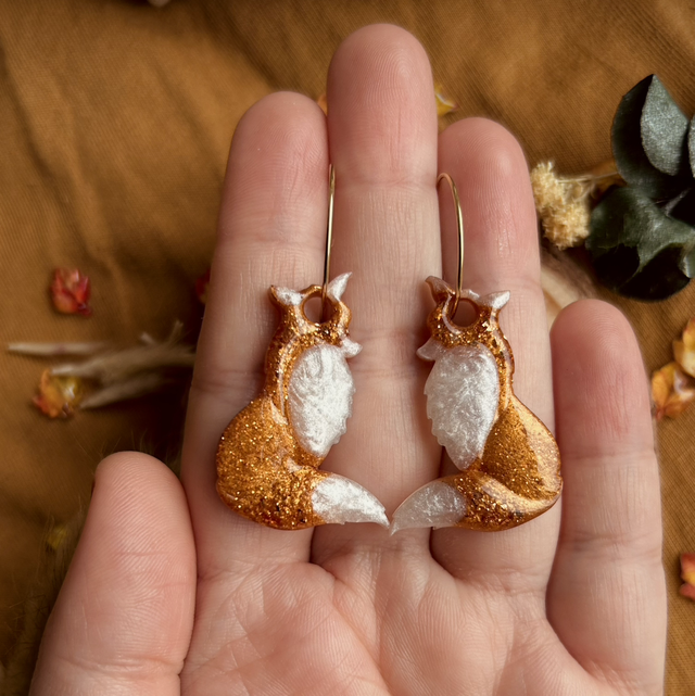 Fox Hoop Earrings Gold Plated