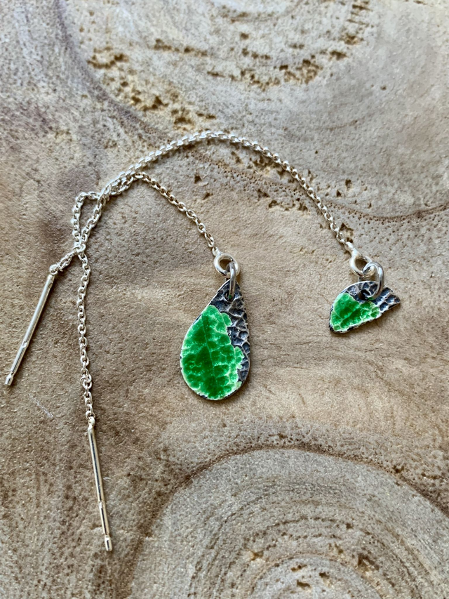 Pièces uniques - Boucles d'oreilles asymétriques réglables en argent pur