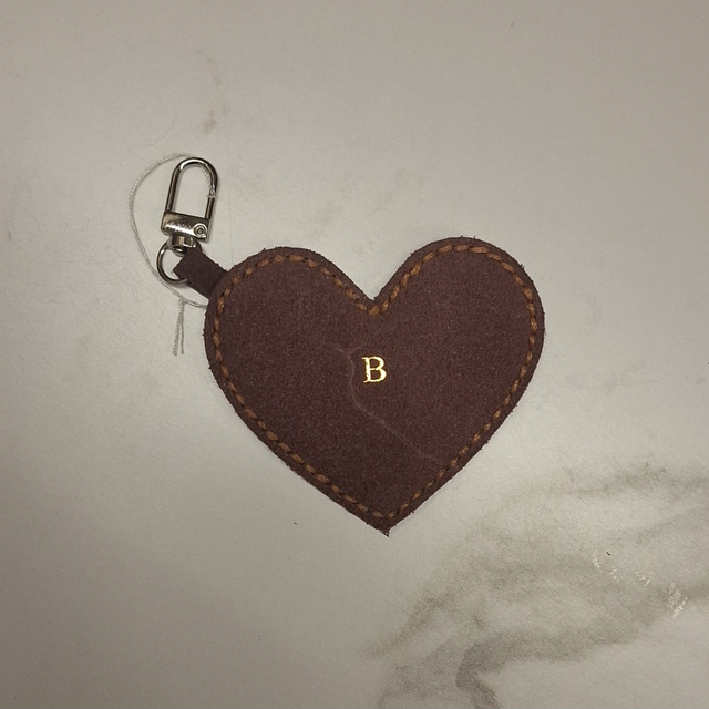 Large Heart Leather Keyring