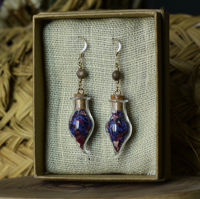 boucles fioles gold rose &amp; bleuet