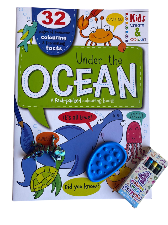Kids Under the Ocean Activity Set – Fact & Colouring Book, Crayons & Sensory Fidget Toys